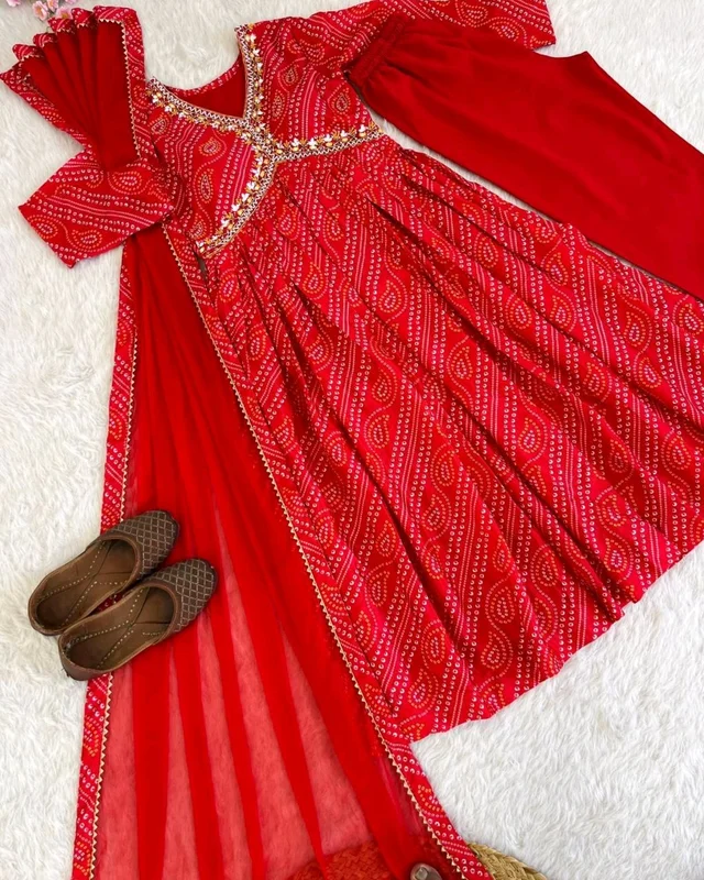 New Special Party wear Aliya cut Dresses - M, Red