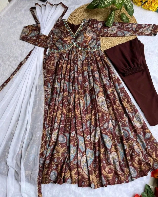 New Special Party wear Aliya cut Dresses - 2XL, Morocco Brown