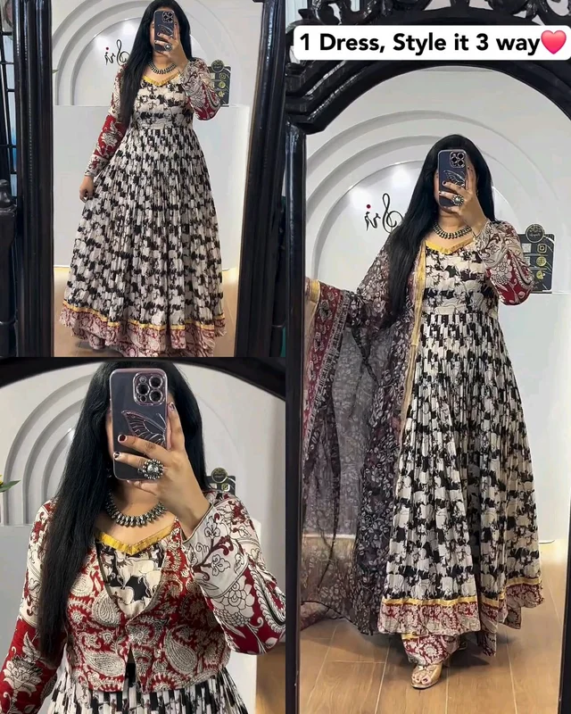 Style in 3 way Gown+Coat+Dupatta - 2XL