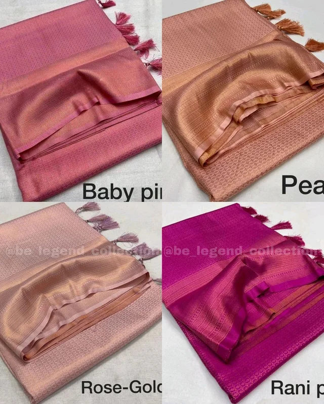 Very Exclusive Premium Copper Softy Kuberpattu with rich copper two tone zari - Baby Pink, Free Size