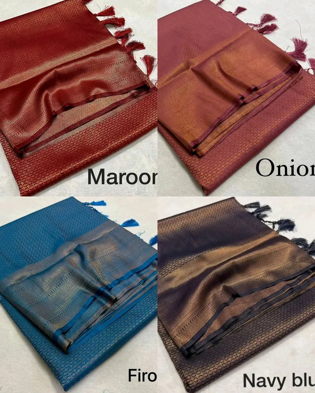 Very Exclusive Premium Copper Softy Kuberpattu with rich copper two tone zari - Maroon, Free Size
