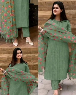 New Fabulous Full Set Kurta with Dupatta and Bottomwear - Teal Blue, 2XL