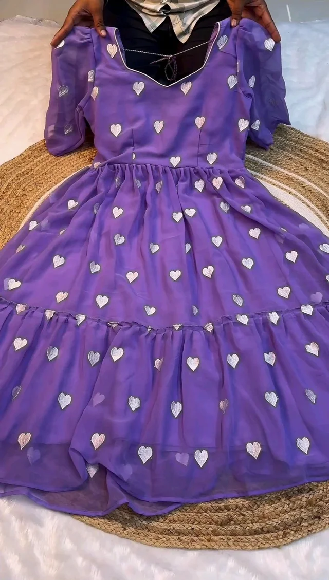 New Launching Purple Heart Shape Work Maxi Dress - 2XL