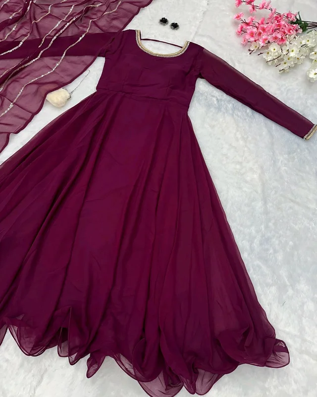 Elegance with Modern Exclusive Anarkali Design 🌸 - Purple, L