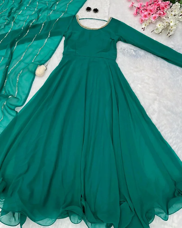 Elegance with Modern Exclusive Anarkali Design 🌸 - Teal, S