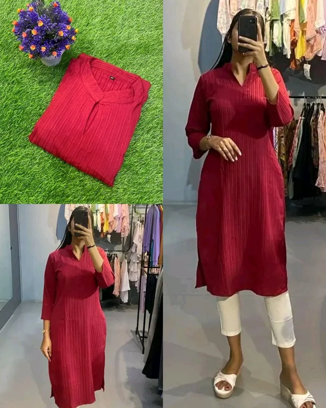 Popcorn New Kurti - Maroon, S