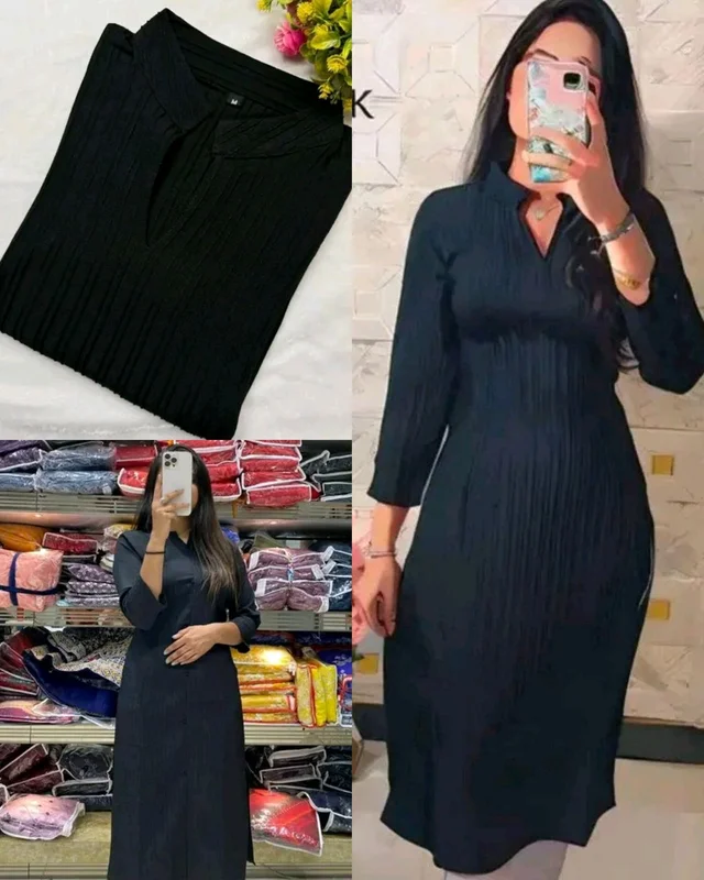 Popcorn New Kurti - Black, 2XL