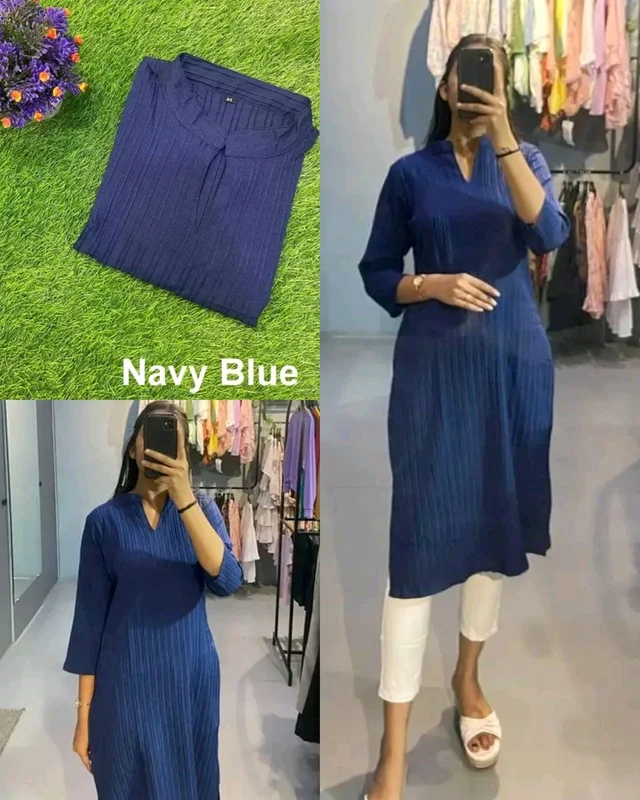 Popcorn New Kurti - Navy Blue, M