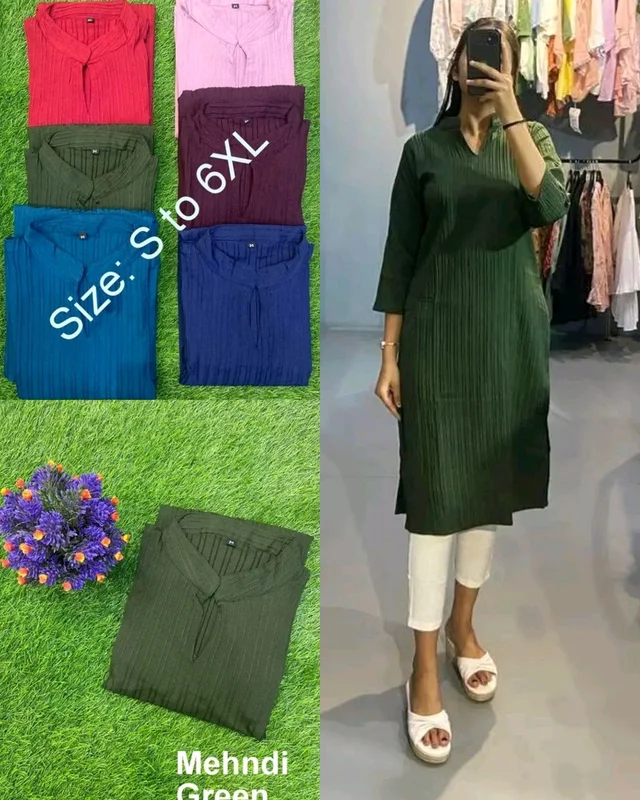 Popcorn New Kurti - mehndi Green, 4XL