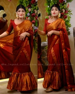 30 Secounds Gown Saree - Green, M