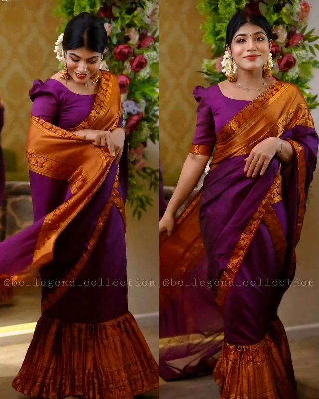 30 Secounds Gown Saree - Purple, 2XL