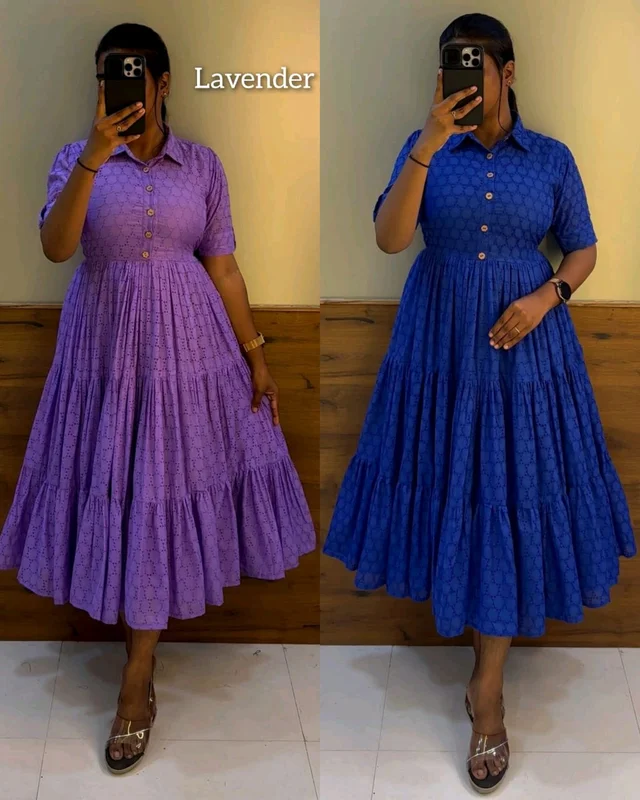 Hakoba 3 layer Midi Gown - Lavender, S