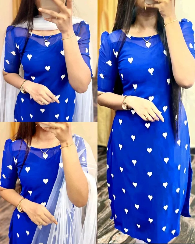 Elegant and Stylish Kurta With Dupatta - Blue, M