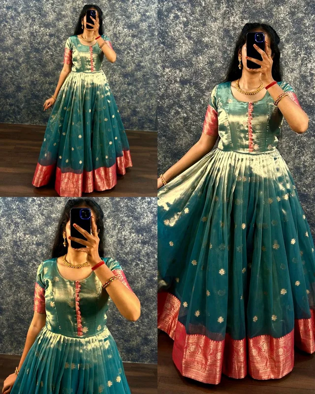 DIWALI SPECIAL DESIGN GOWN ✨ - Teal, L
