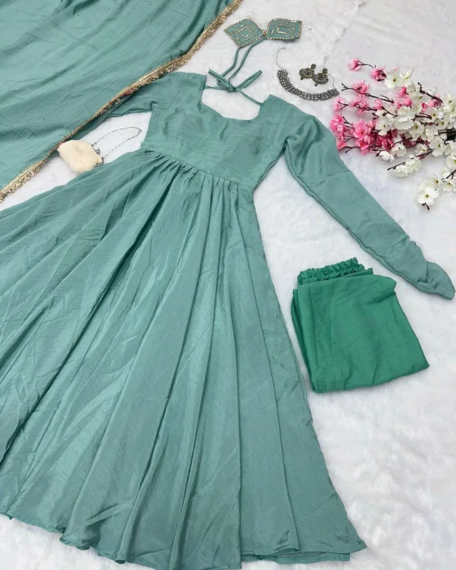 Premium Festivel Anarkali - Teal, XS