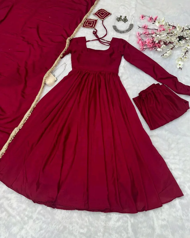 Premium Festivel Anarkali - Maroon, L