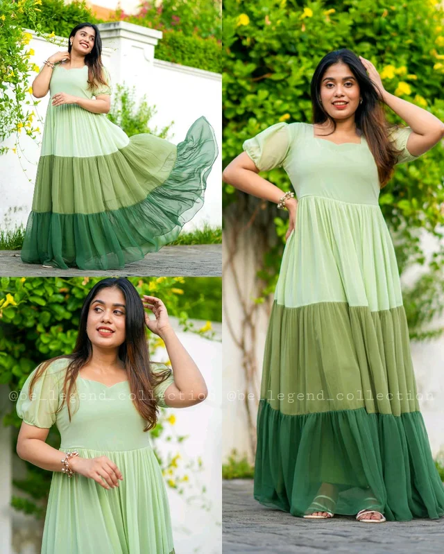 Green Flowy Casual Wear Comfortable Party Gown - 2XL