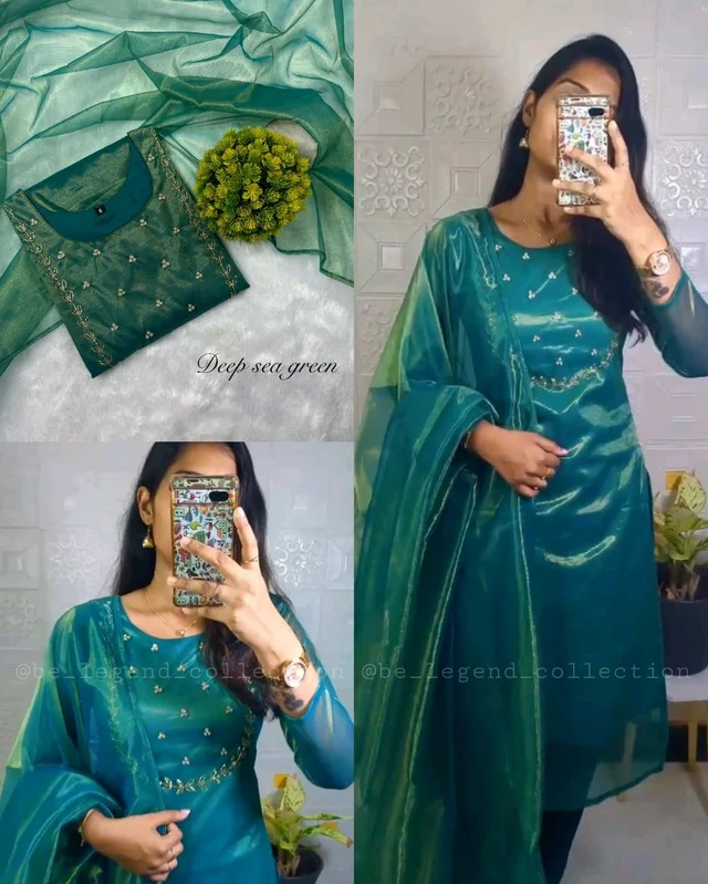 Trending Sparkle Handwork look for Festival Wear - Deep Sea Green, S