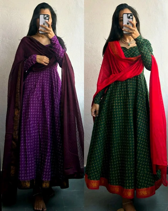 Unique Stylish New Gown With Duptta - S, Purple