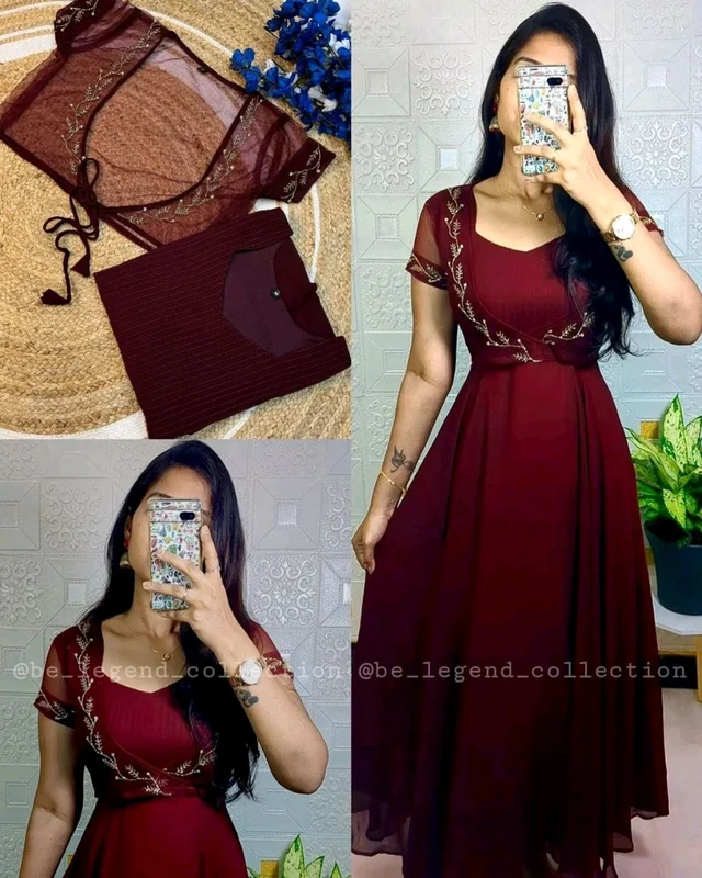 Wear in 2ways ❤️ Gown + Removable coat - Maroon, 3XL
