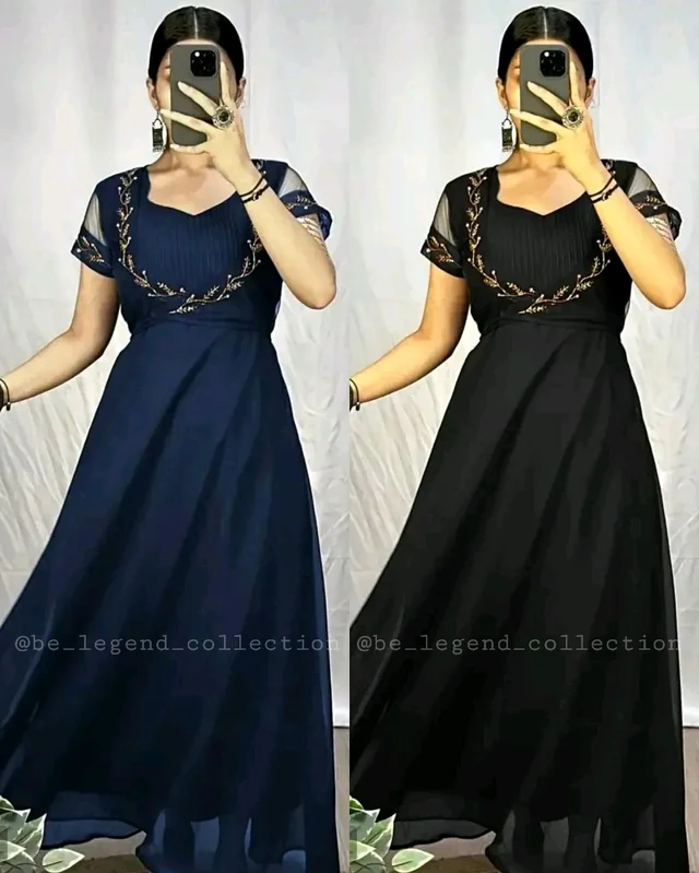 Wear in 2ways ❤️ Gown + Removable coat - Navy Blue, XL