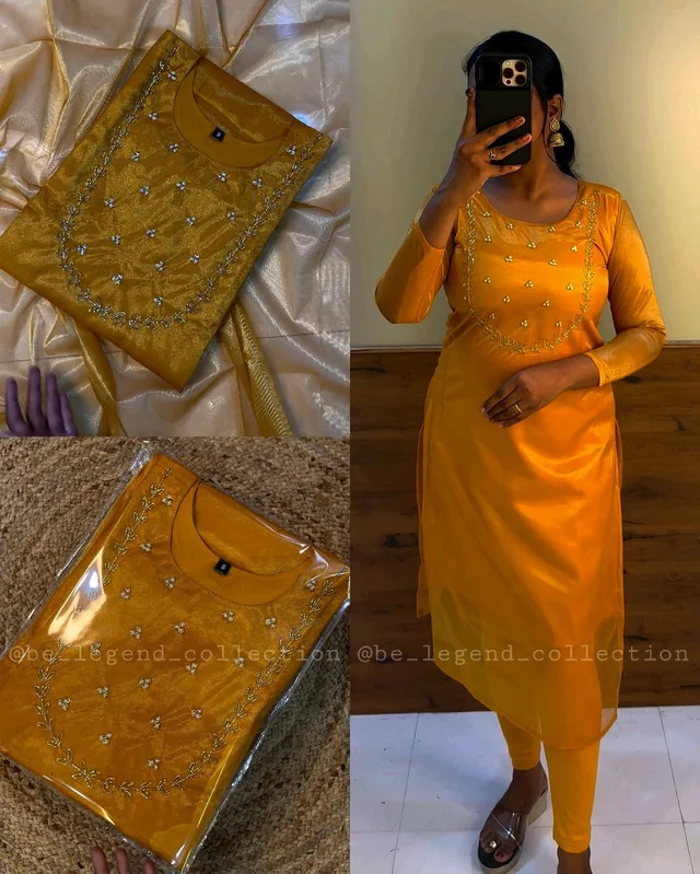 Trending Sparkle Handwork look for Festival Wear - Yellow, XL