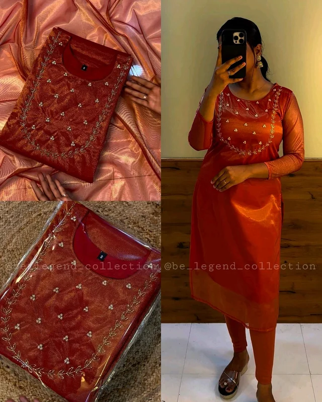 Trending Sparkle Handwork look for Festival Wear - Honey Red, XL