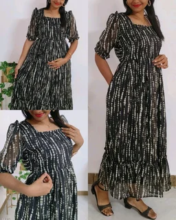 Stylish Chiffon Dress With Side Pocket - Green, S