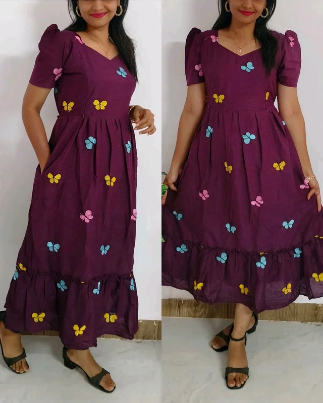 Wine Butterfly Embroidery - XS