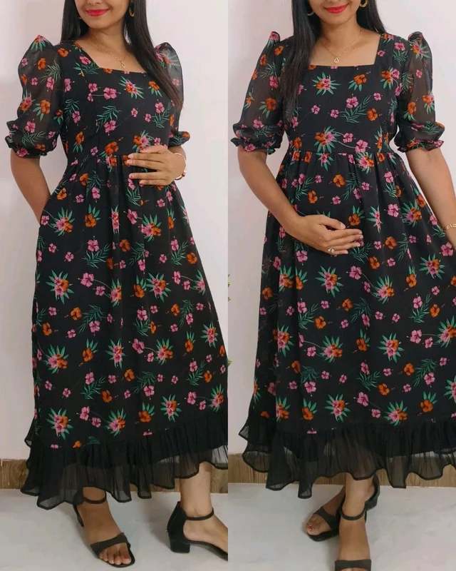 Black Floral Dress - 2XL