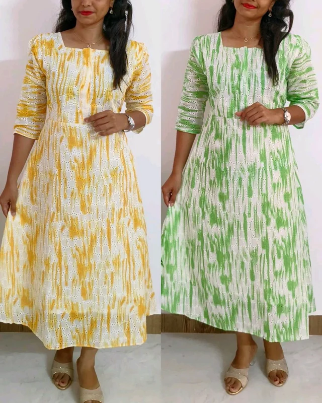 Hakoba Normal & Feeding Dress Centre Open Buttons - Yellow, M