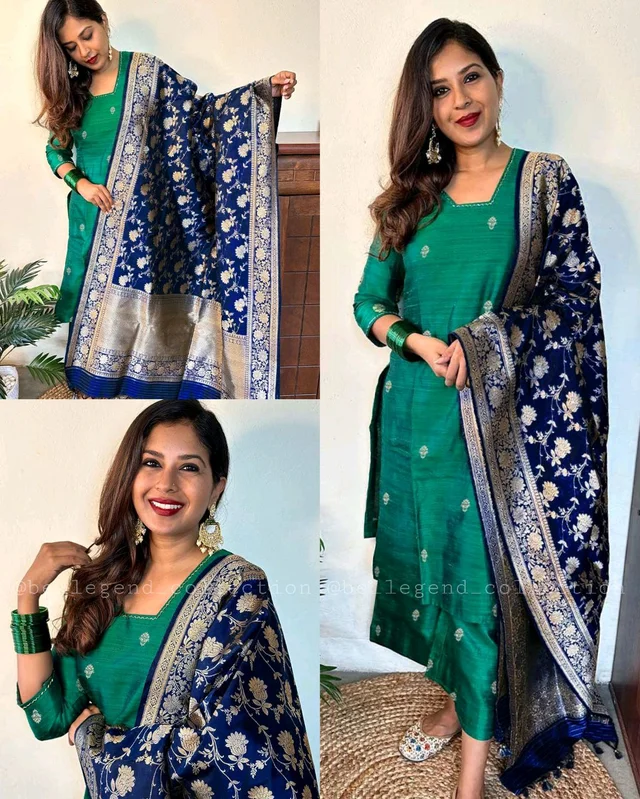 Trendy Design Jacquard Kurta Bottom Set With Dupatta - 2XL