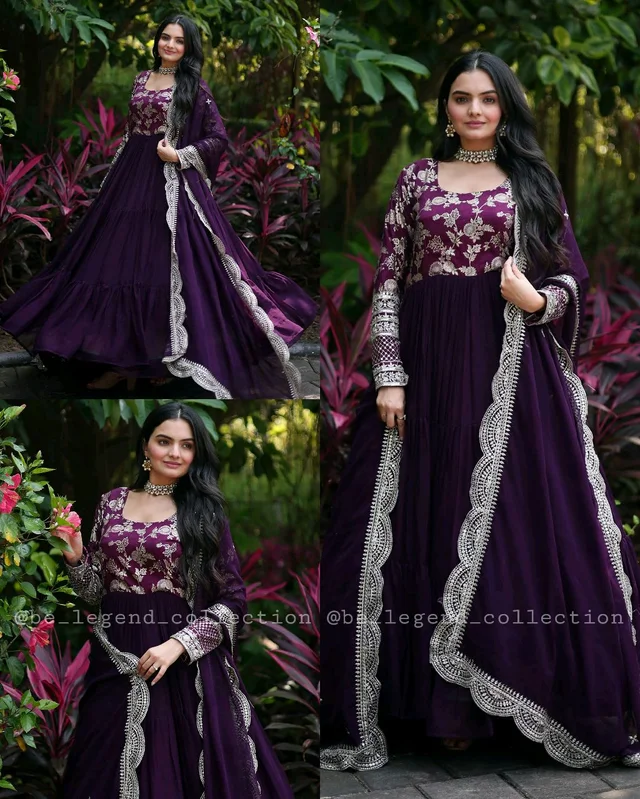 Fancy Elegant Women Gown With Dupatta - L