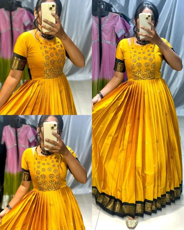 Look at our beautiful edition!crafted with black border and soft fabric !!maggam work in yolk adding elegance!! - M