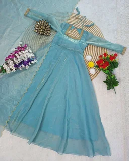 Beautiful Designer Hand Zardoshi Work Gown With Cut Work Duppata - M, Pink
