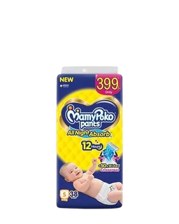 MamyPoko Pants All Night Absorb Baby Pants,Small Size (S),4-8 kg, 38Pcs