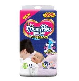 MamyPoko Pants Extra Absorb Baby Pants For New Born Baby (NB),0-5 kg 34Pcs