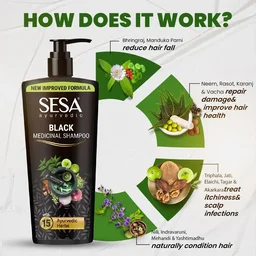 Sesa Ayurvedic Medicinal Shampoo Hairfall Control Anti Dandruff Shampoo Infused with 15 Ayurvedic Herbs Smooth & Shiny Hair For Men & Women