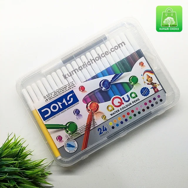 Doms Premium 24 in 1 Long And Big Sized Aqua Water Colour Pens With Carrying Case (24Shades) KC828