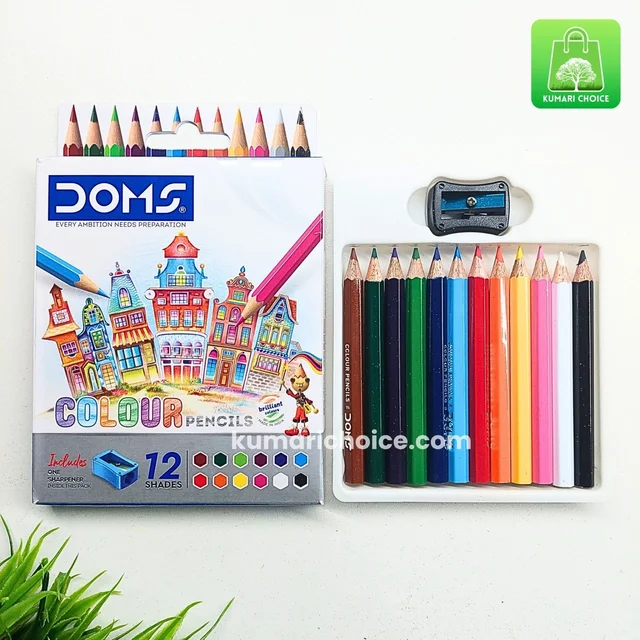 Doms Premium 12 in 1 Colour Pencils With Sharpner (12 Colours) KC830