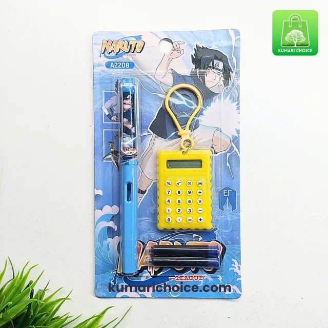 High Quality Super Cute Students Favourite Naruto Fountain Pen With 2 Long Life Catridges And Calculator Keychain  (1pc) KC831