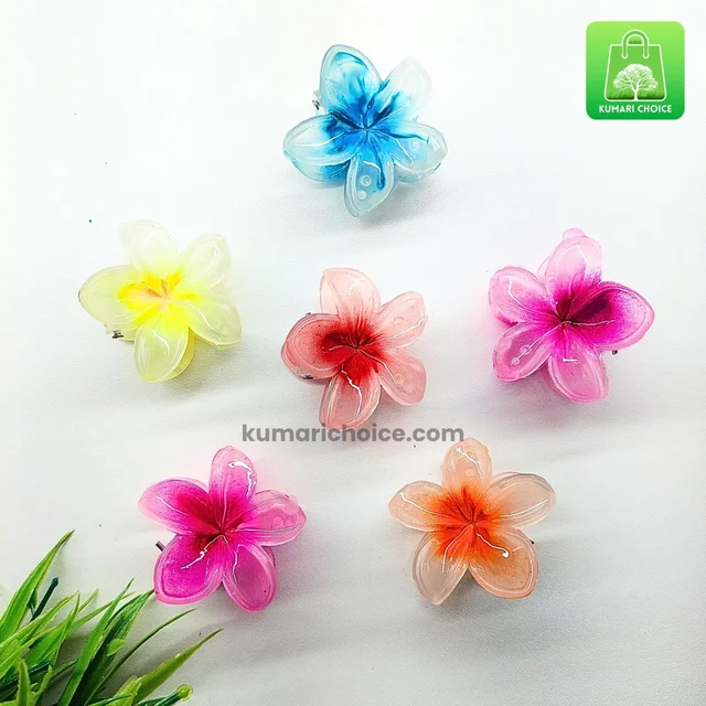 Pack Of 2 Girls Favourite Premium Cute Shiny Pearl Gradient Flower Designed Hair Clips KC1506
