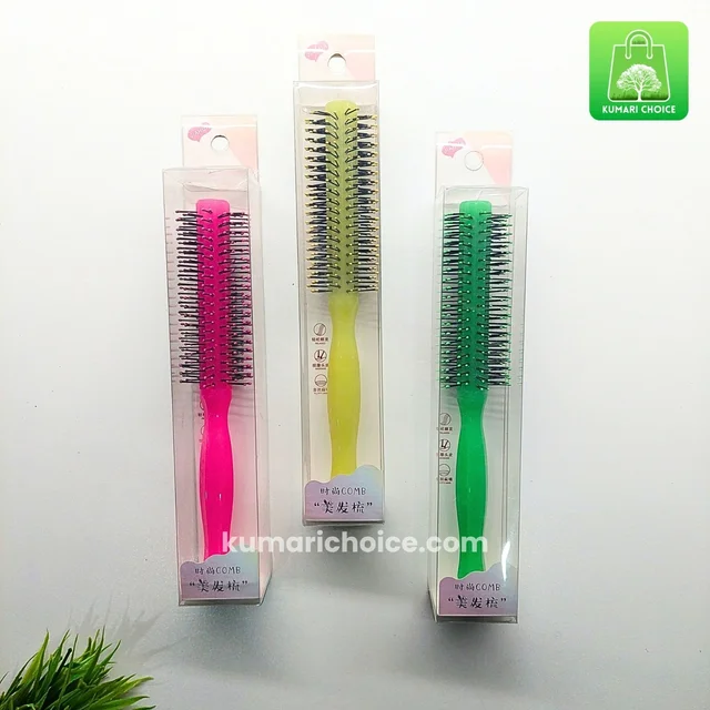 High Quality Multicoloured Round Comb Hair Brush With Box Packing (1pc) KC1109