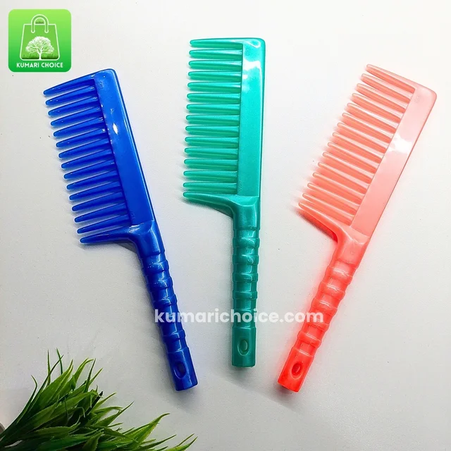 High Quality Big Sized Flat Wide Teeth Comb With Round Handle For Easy Detangling (1pc) KC1141