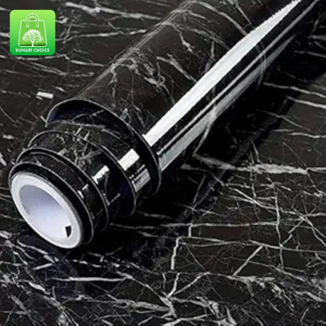 Black Marble Adhesive Wall Sticker (45×500cms) (1pc) KC1000