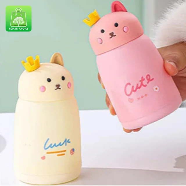 High Quality Multicolored Cute Prince And Princess Rabbit Bunny Glass Bottles With Thick Plastic Lamination (1pc) KC1036