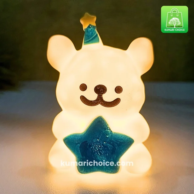 Super Cute Sitting Blue Star Cap Bear With Cute Night Light And Best Gift (1pc) KC935