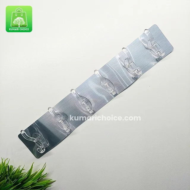 6 in 1 Luxury Adhesive Shiny Silver Hooks (1pc) KC1211
