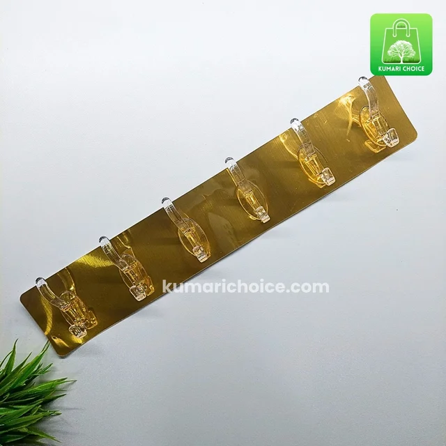 6 in 1 Luxury Adhesive Shiny Golden Hooks (1pc) KC1212