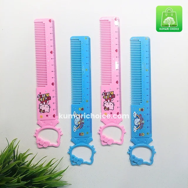 Kids Favourite Cute And Fancy 15cms Cartoon Printed Ruler Scale With Comb (1pc) KC410